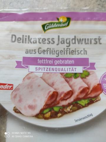 Delikatess Jagdwurst, aus Geflügelfleisch, fettfrei gebraten von | Hochgeladen von: Rutzilein