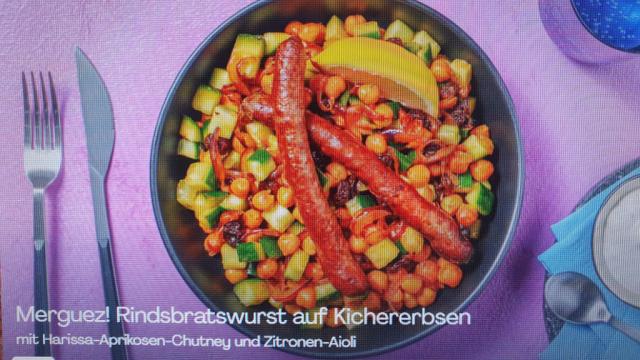 Merguez! Rindsbratswurst auf Kichererbsen, mit Harissa-Aprikosen | Hochgeladen von: Starrynight