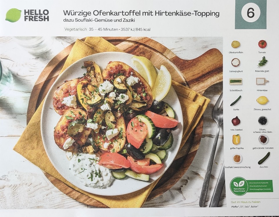 Hellofresh würzige Ofenkartoffel mit Hirtenkäsetopping, Souflaki | Hochgeladen von: SteWie9393