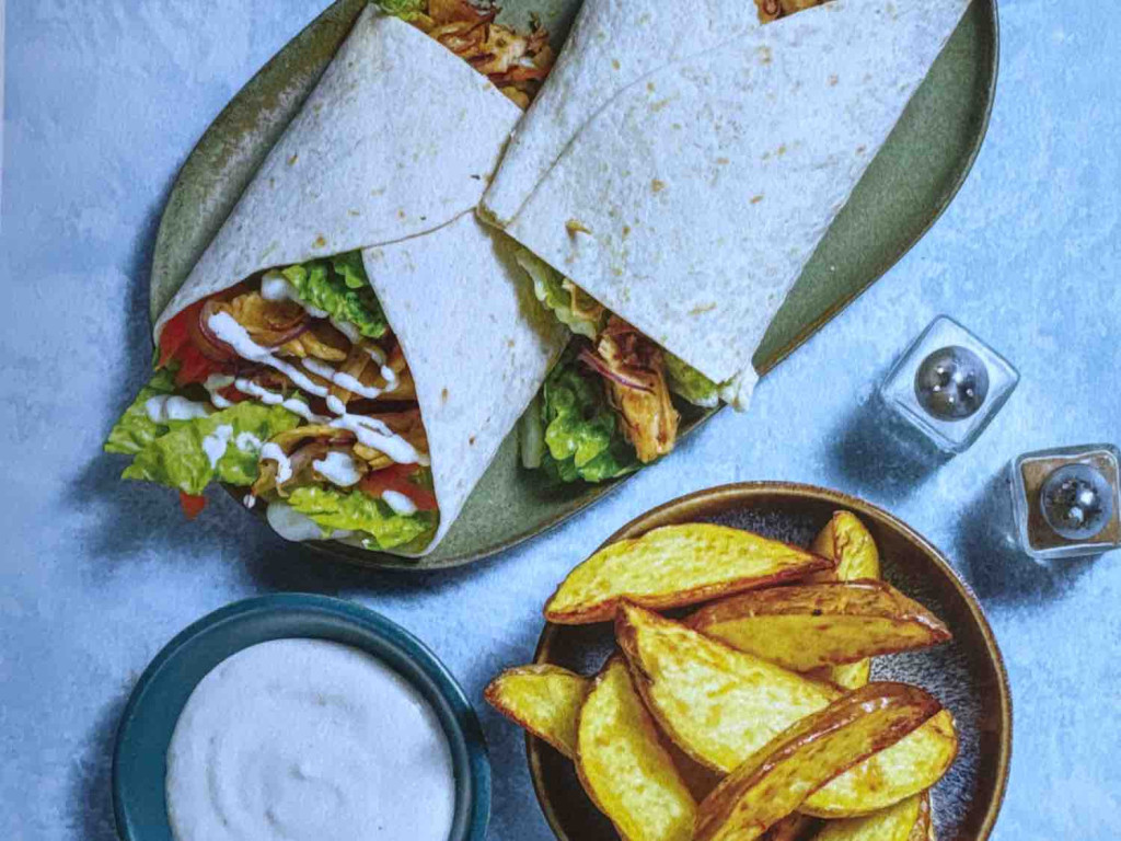 Veganer Schawarma-Wrap mit Karottensalat, Joghurt-Dip und Kartof | Hochgeladen von: vitad