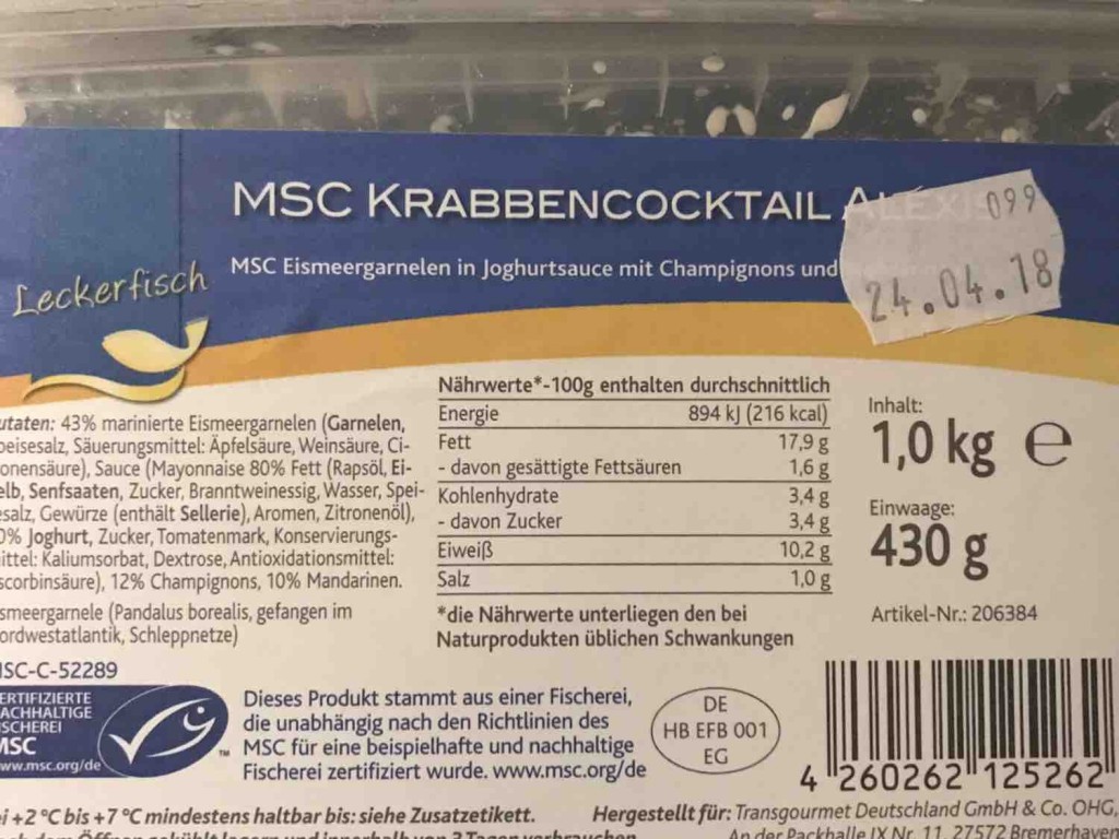 Krabbencocktail MSC, in Joghurtsauce mit Champignons  von DirkBa | Hochgeladen von: DirkBausdorf