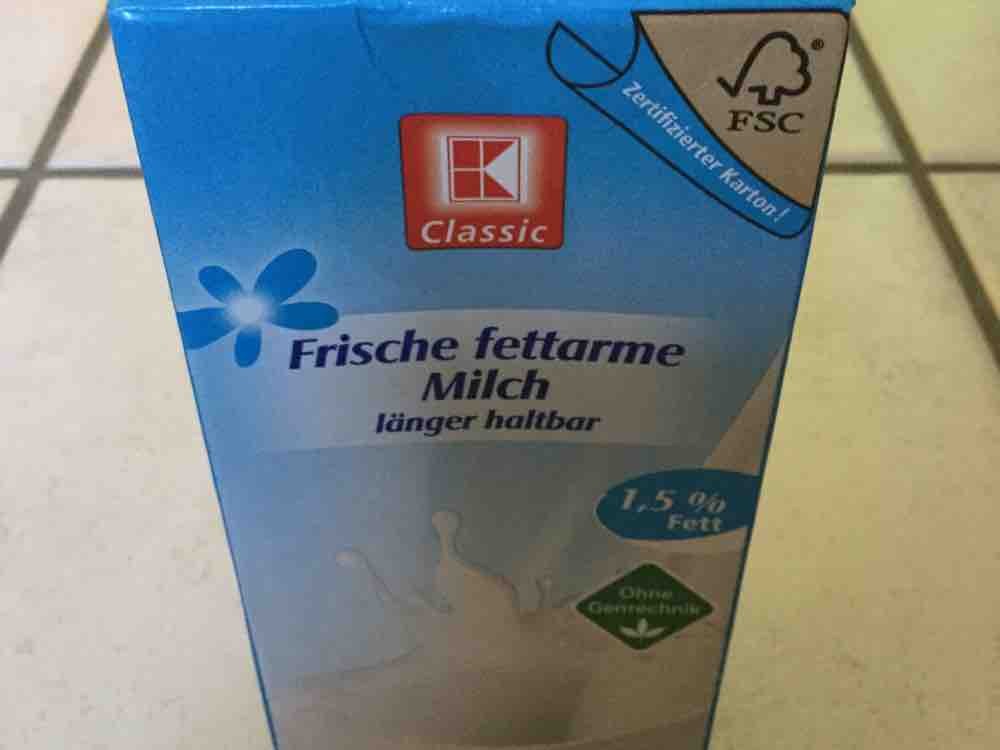 K Classic Frische Fettarme Milch 1 5 Fett Kalorien Milch Milcherzeugnisse Fddb