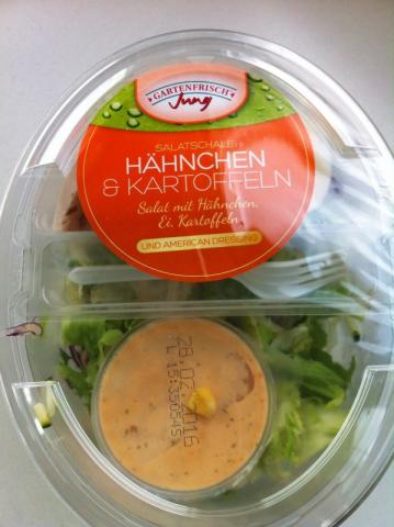 Salat mit Hähnchen,Ei,Kartoffeln+American Dressing | Hochgeladen von: kovi