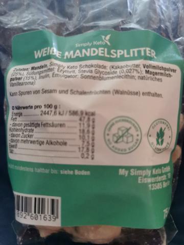 Simply Keto Mandelsplitter, weisse Schokolade by cannabold | Hochgeladen von: cannabold