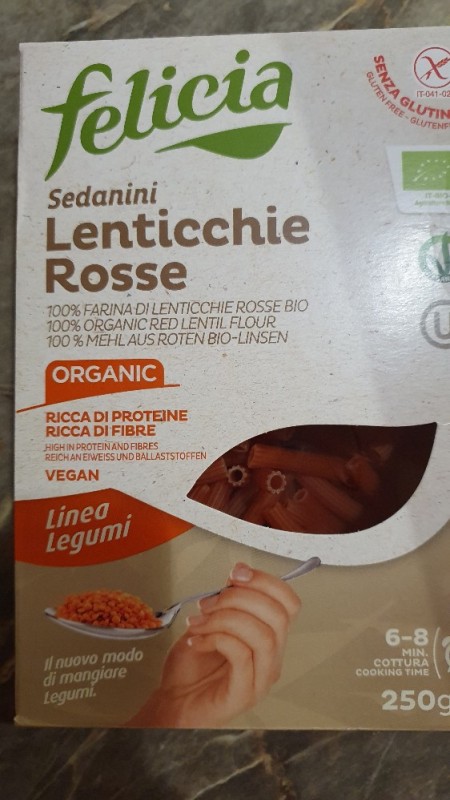 Felicia Bio Rote Linsen Pasta Sedanini, 100% Rote Bio Linsen von | Hochgeladen von: anmablu