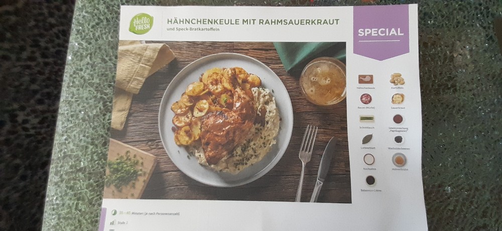 Hähnchenkeule mit Rahmsauerkraut und Speck-Bratkartoffeln von Me | Hochgeladen von: Melanie1408