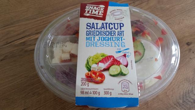 Salatcup griechischer Salat, mit Joghurt Dressing | Hochgeladen von: huhn2