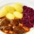 Gebratene Geflügelleber, in Apfel-Zwiebel-Soße mit Rotkohl und S | Hochgeladen von: Kathy67w