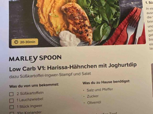 Harissa-Hähnchen mit Joghurtdip, dazu Süßkartoffel-Ingwer-Stampf | Hochgeladen von: mcgn