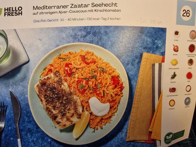 Mediterraner Zaatar Seehecht, auf zitronigem Ajvar-Couscous mit  | Hochgeladen von: Sonja1966