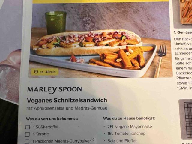 Marley Spoon Veganes Schnitzelsandwich, mit Aprikosensalsa und M | Hochgeladen von: mcgn